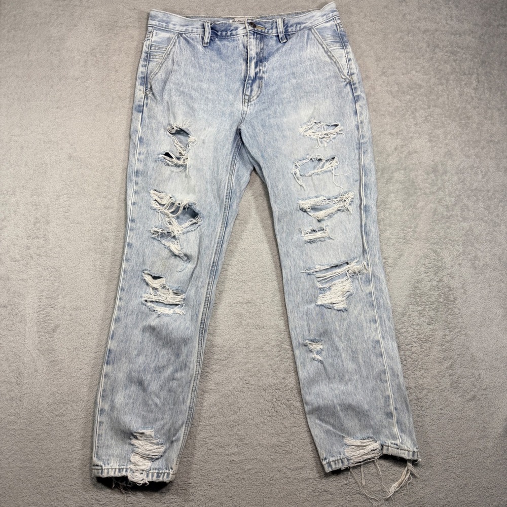 KanCan Jeans Womens 28 Light Wash Distressed High Rise Straight Leg 154957